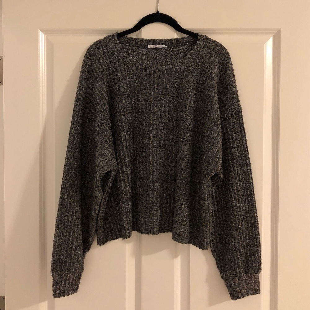 ZARA Grey Mixed-Texture Sweater